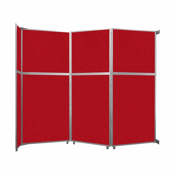 Operable Wall Folding Room Divider 11'9" x 10'3/4" Red Fabric